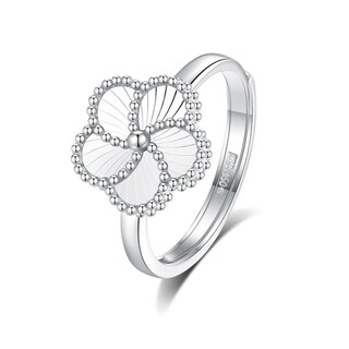 Jincaifu pt950 fashionable flower imitation diamond platinum ring live and versatile platinum ring for women platinum fashion flower ring about 4.1g