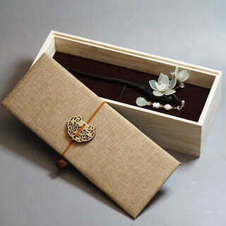 Meng junchen ebony wood hairpin handmade jade hairpin flower hanfu costume xiuyu jade ancient style peach blossom classical hairpin modern cheongsam hairpin xiuyu orchid solid wood gift box