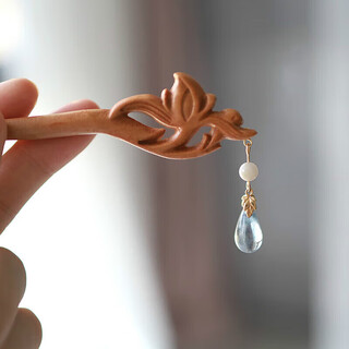 Van ocean annora acacia peach wood hairpin peach hairpin ancient style hair accessories simple cheongsam long hair classic chinese style main picture pendant style 18cm