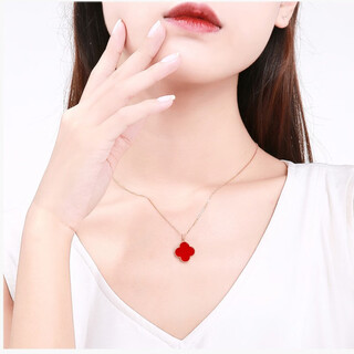 Yage 2025 new high-end four-leaf clover pendant 20mm large agate pendant as a gift for your girlfriend 18k gold large red agate model (not including necklace)