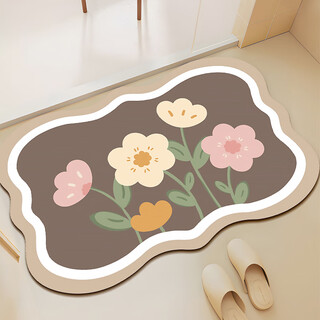 Uuvzk home bathroom carpet new diatom mud water-absorbent soft blanket bathroom door anti-slip anti-slip quick-drying toilet foot blanket flowers blooming waves 40*60cm
