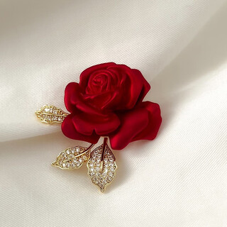 Bomp old phoenix gold store brooch red rose high-end women's light luxurious temperament corsage suit sweater pin free