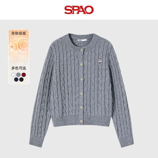 Spao twist sweater cardigan women's 2025 winter plush warm and comfortable slim sweater jacket spms25am02xy