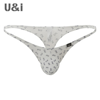 U&i sexy ice silk underwear for boys, ultra-thin printed pattern ice silk slightly transparent bulging bag thong 9006p white x letter 1 piece l