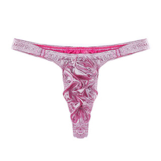 Confidential delivery, sexy men's sexy underwear, men's thong underwear, fully transparent t-pants passion pink (glossy) one-size-fits-all elastic bright-colored patent leather narrow edges with bulging pouches, low-waisted unbuttonable t-pants