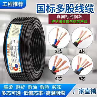 Zjdx pearl river pure copper rvv cable 2 cores 3 cores 4 cores 1/1.5/2.5/4/6 square meters outdoor soft wire sheathed wire national standard pure copper 3 cores 2.5 square meters 100 meters enough - free tape + pen + plug + socket
