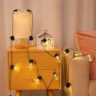 Tierjie outdoor courtyard led ball light string canopy tent decorative light camp atmosphere light small color light string light leather string light (5cm) - transparent bulb 5m 20 lamp plug-in model (black line highlight model)