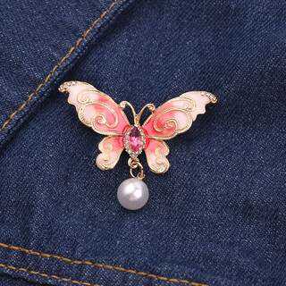 Butterfly brooch summer pink pin accessories lapel pin clothing accessories tassel brooch pink brooch