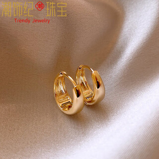 Dl 199818k gold earrings hoop french plain hoop earrings for women light luxury 2025 new au750 gold earrings 18k gold french earrings