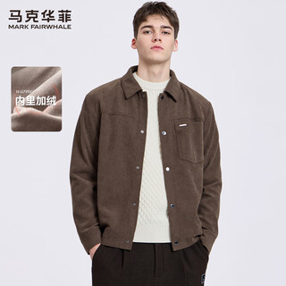 Mark huafei corduroy premium lapel jacket men's autumn and winter new youth trendy plush jacket brown brown 318 l (175)