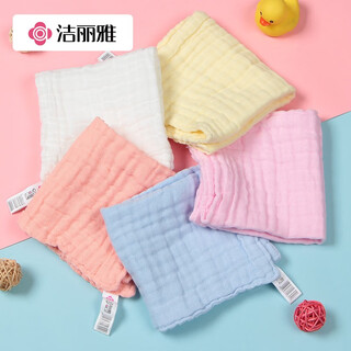 Jialiya class a pure cotton 6-layer gauze saliva towel baby gauze towel square baby bib face towel handkerchief 5 pack