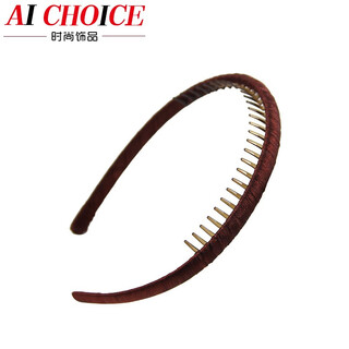 Aichoice headband, korean version, hand-sewn headband with toothed edges, hair accessories, pressed floral hairpin for women, fashionable dark red