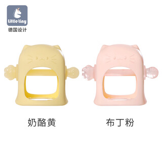 Little tiny baby teether, baby silicone massage bite gum, anti-eating hand artifact, newborn chewing gum, cheese yellow + pudding powder, 2 pieces