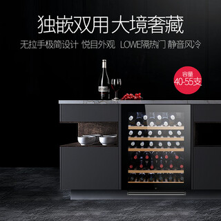 Faseeny bar island island table embedded red wine cabinet constant temperature wine cabinet built-in wine beverage cabinet beer tea preservation storage cabinet no handle design silent light luxury wine cabinet glass door single temperature 55 bottles