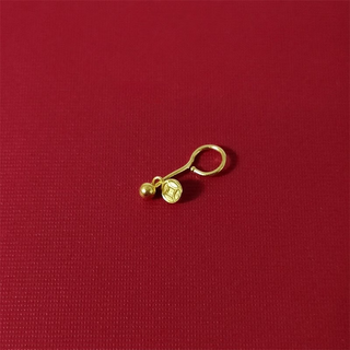 Mhfdo hundred ring jewelry pure gold 999 mini copper coin gold bead earrings gold shiny small round beads curved hook ears single gold beads copper coin earrings about 0.16-0