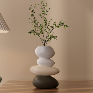 Azera high-end art vase, elephant stone ornaments, stone ornaments, living room, tv cabinet, entrance hall, soft decoration crafts, stone vase (with bell leaves included)