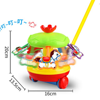 酷乐丁儿童学步手推飞机玩具推推乐1-2岁3岁学步车单杆响铃推车婴儿玩具 【新品】?旋转乐园?