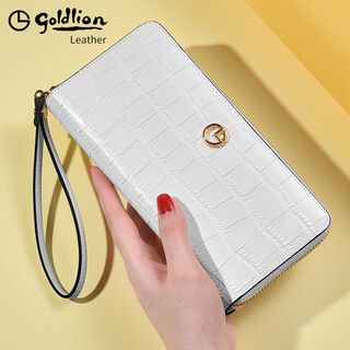 Goldlion ladies clutch 2025 new fashion long wallet multifunctional light luxury women's bag women's day gift white