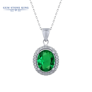 Gem stone king necklace for women 4.03 carat nano emerald pendant 925 silver colored treasure necklace women's day gift for mom