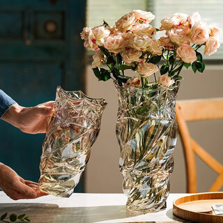 Fan ye's light luxury crystal vase, high-end large glass ornaments, nordic living room flower arrangement, rose bedroom, water-raised flower vase
