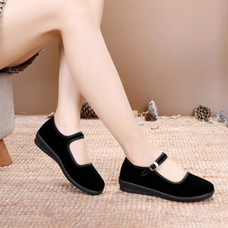 In the glimmer, old beijing cloth shoes for women, black, ceremonial shoes, work non-slip dance shoes, single shoes, old people's shoes, mother's shoes, women's old beijing cloth shoes, black, size 36