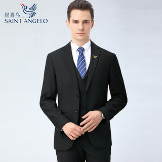 Angel bird suit three-piece suit for men young and middle-aged groom wedding dress wool business suit 98-1826 black three-piece suit (back center slit) 56 190/