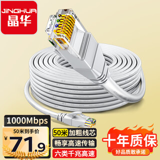 Jinghua category 6 cat6 network cable high-speed gigabit network cable home computer broadband set-top box unshielded 8-core twisted pair engineering jumper gray 50 meters w191s