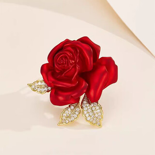 Mrs win (mrs win) red rose brooch for women, light luxury and temperament corsage new style exquisite pin suit accessories tan mei red rose a26-205
