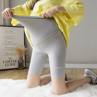 Very beautiful maternity pants, summer leggings, three-quarter length pants, sharkskin outer wear yoga pants, slimming high-waisted belly-supporting pants, gray m