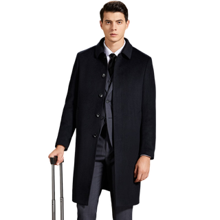 95% new antonio rabbit fur lining long cashmere woolen coat men's fur nickel jacket party jacket