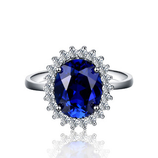 Bindao princess diana sapphire ring for women genuine sterling silver hypoallergenic live classic dark blue color gemstone tanzanite main stone (10x14mm)
