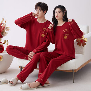 Cat Man Pure Cotton Pareja Pajamas para mujeres en otoño e invierno Mangas largas pantalones Boda recién casados ​​un hombre y una mujer ropa para el hogar