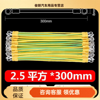 接地线软铜线带接头黄绿双色桥架铜线配电箱跨接线光伏连接线4平方可定制国标 【孔8】2.5平方长300MM（100根）