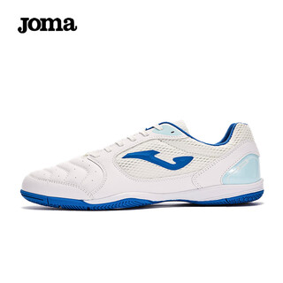 Joma adult football shoes men's broken nail five-a-side indoor court in flat-soled football training shoes white and blue 42