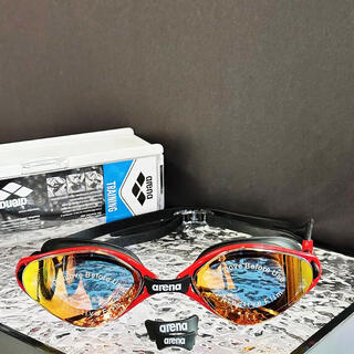 阿瑞娜（arena）阿瑞娜泳镜男女防水防雾镀膜游泳眼镜竞速训练泳帽套装 Areena  红色彩 平光