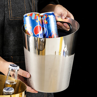 Vinos creative stainless steel ice bucket champagne bucket ice cube bucket ice grain bucket commercial home party large ice bucket wine bar silver 4l + ice clip