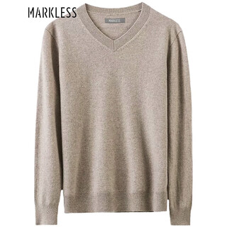 Markless cardigan men's autumn and winter warm cashmere sweater with sweater knitted bottoming shirt 1722 light gray camel-v neck l