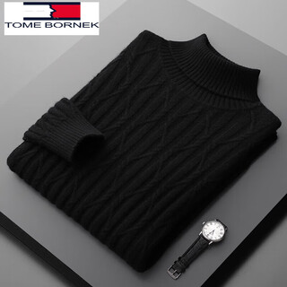 Tome bornek autumn and winter new cashmere sweater men's thickened pullover high collar 100% pure cashmere long-sleeved loose wool sweater sweater black l 170