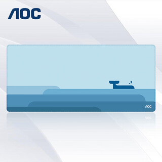 AOC电竞游戏长款鼠标垫超大号900*400*4mm加厚锁边办公键盘电脑书桌垫M182鲸鱼蓝色