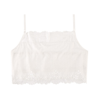 Oufandisang silk suspender tube top anti-exposure lace beautiful back base summer thin inner-body wrap bra milky white l