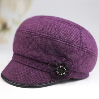 Changyin middle-aged and elderly women's autumn and winter woolen peaked hat thickened warm hood cotton hat grandma and mother spring and autumn purple