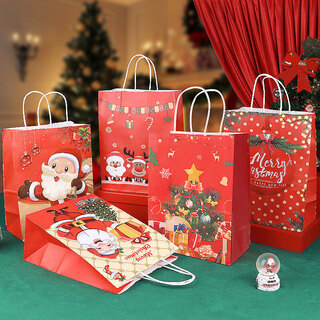 Extreme space christmas gift bag 5 pack christmas gift packaging bag kraft paper bag hand-held gift bag santa claus