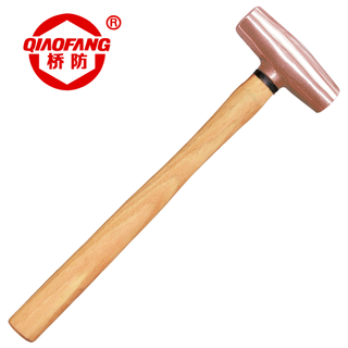 Qiaofang red copper wooden handle round drum hammer round drum hammer red copper double-sided hammer copper hammer round drum copper hammer wooden handle round hammer 2202b red copper (wooden handle) 1/2 lb.
