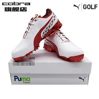 Puma men's golf shoes tour fashionable outdoor sports cushioning stable spike shoes 19408601 white-bright red 46