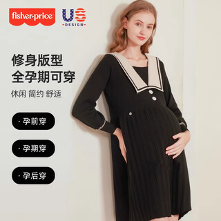 Fisher-price american fisher-price pregnant women autumn 2025 new dress tops sweater large size suit fashionable autumn and winter women black regular style l 120-140 jin jin equals 0.5 kg suitable to wear