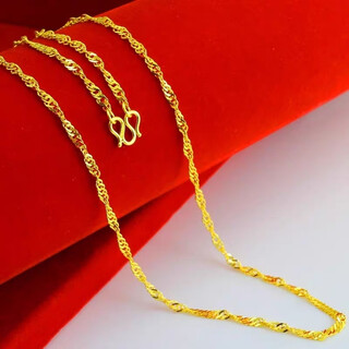 Zijue gold 999 gold necklace for men and women, clavicle chain, gold-plated water wave chain, gift for girlfriend on valentine's day, water wave chain 8.4g