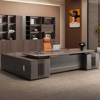 High-end light luxury boss desk office chair combination simple modern president desk executive desk supervisor manager desk 2.8m luxury double cabinet + chair + 3.2m file cabinet