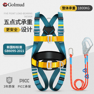 Gorm five-point safety belt full-body new national standard safety rope complete set of construction site workers air-conditioning lightweight safety belt anti-fall set gm3758 double large hook 3 meters