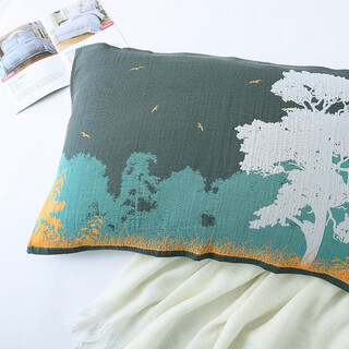 Gold type a pure cotton pillow cover water-absorbent multi-layer gauze pillow cover soft gauze pillow cover gray