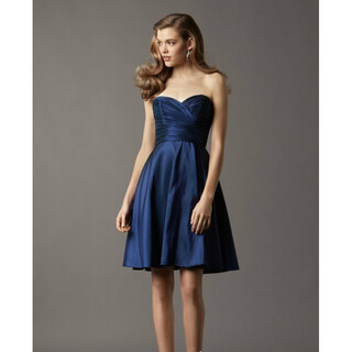 Timochi satin dress women's banquet evening dress tube top long / european and american elegant floor-length taffeta / performance host dress navy blue short xxl